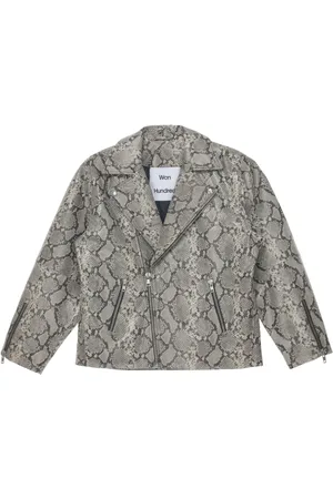Won Hundred Snakeskin-print leather jacket