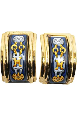 Hermès 20th Century Cloisonne Enamel Clip On costume earrings