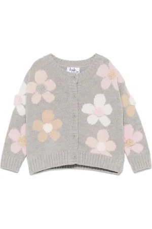 Il gufo Floral-intarsia wool cardigan