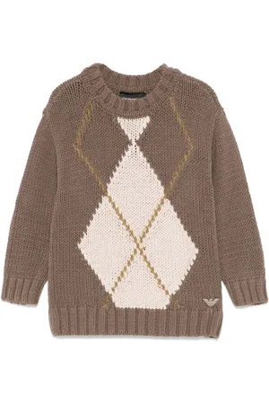 Emporio Armani Argyle intarsia-knit sweater