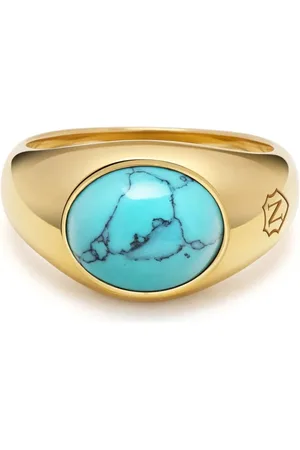 Nialaya Turquoise oval signet ring
