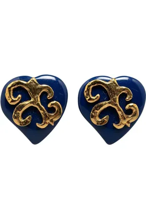 Saint Laurent 20th Century Resin Heart Clip On costume earrings
