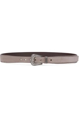 Brunello Cucinelli Engraved-buckle leather belt