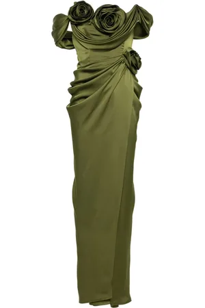 Ana Radu Floral-appliqué draped gown