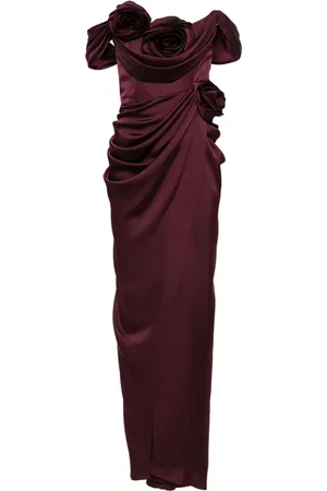 Ana Radu Floral-appliqué draped gown