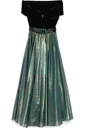 NISSA Chiffon lamé maxi dress
