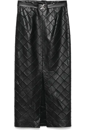 NISSA Faux-leather midi skirt