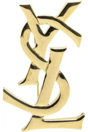 Saint Laurent 21th Century Plated Monogram costume brooch