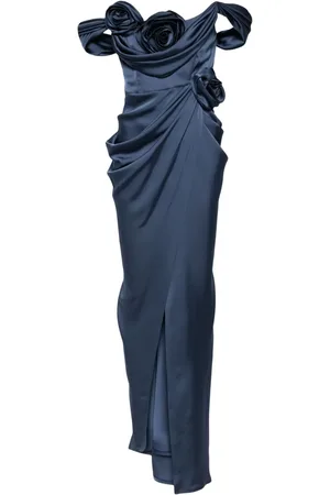Ana Radu Floral-appliqué draped gown