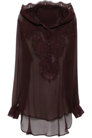 ERMANNO SCERVINO Floral-appliqué silk hoodie