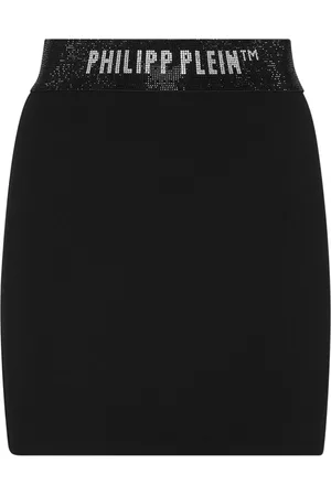 Philipp Plein Logo-waistband fine-ribbed miniskirt