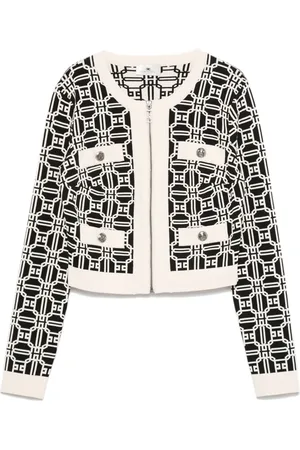 Elisabetta Franchi Logo-jacquard cropped cardigan