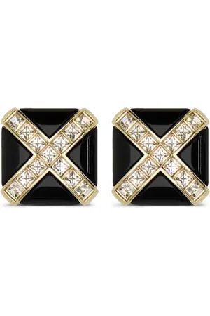 Saint Laurent Crystal-embellished clip-on stud earrings