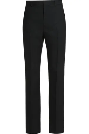 Saint Laurent Pressed-crease pleated straight-leg trousers