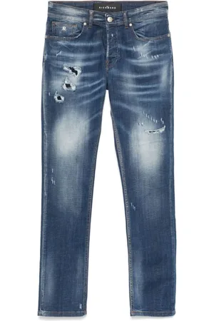 John Richmond Washed-effect slim-cut jeans
