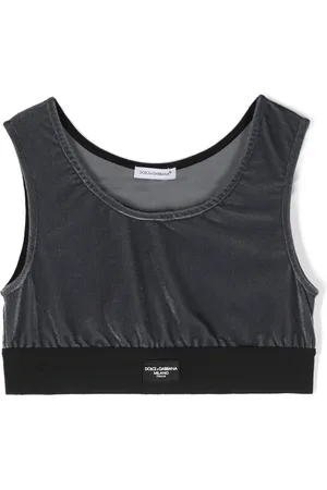 Dolce & Gabbana Logo-patch velvet top
