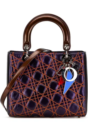 Dior 2011 Anselm Reyle Medium Metallic Lambskin Cannage Lady Dior satchel