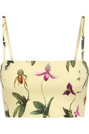 Oscar de la Renta Orchid cropped cotton-poplin tank top