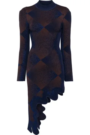 PH5 Metallic-effect argyle dress