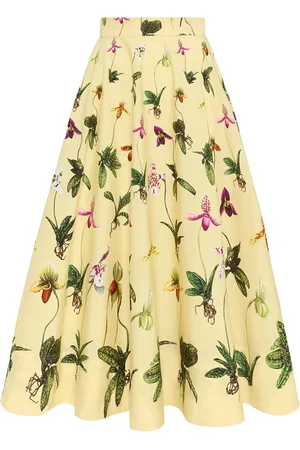 Oscar de la Renta Orchid cotton poplin skirt