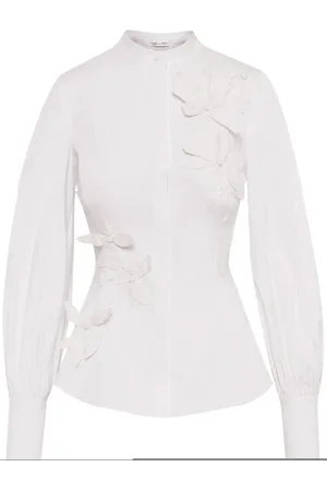 Oscar de la Renta Orchid cotton twill blouse