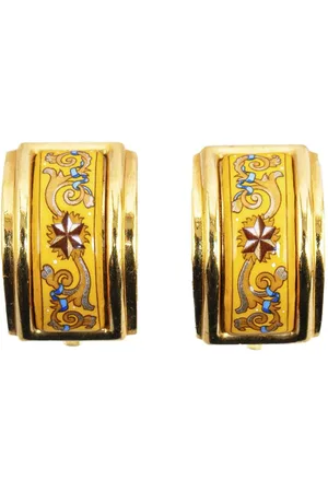 Hermès 20th Century Enamel Cloisonne Clip On costume earrings