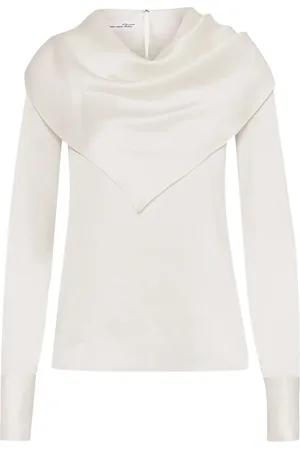 Oscar de la Renta Draped-detail silk blouse