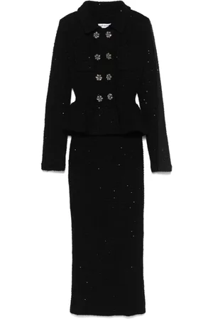 Self-Portrait Waffle-knit midi dress