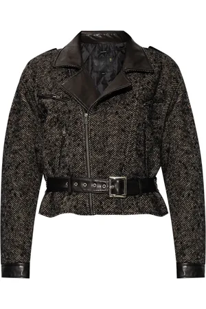 R13 Herringbone-pattern biker jacket