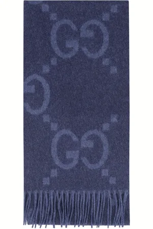 Gucci GG-jacquard fringed cashmere scarf