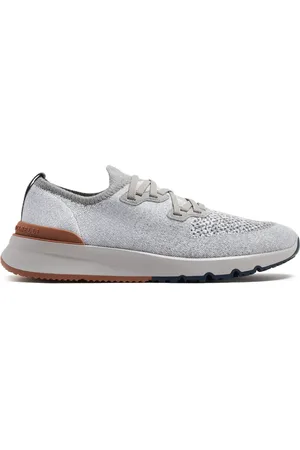 Brunello Cucinelli M??lange-effect knitted sneakers