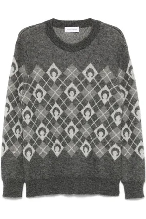 Marine Serre Argyle intarsia-knit sweater