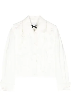 Edward Achour Paris Ruffle-trim cotton shirt jacket