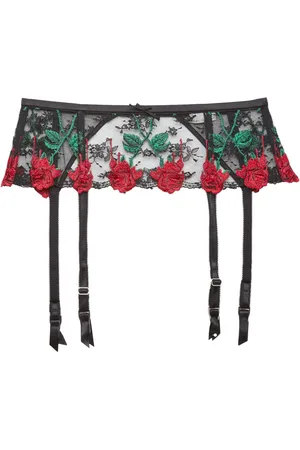 FLEUR DU MAL Vampire Rose embroidered garter belt