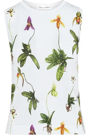Oscar de la Renta Orchid-print tank top