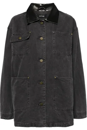 tout a coup Faux leather collar shirt jacket