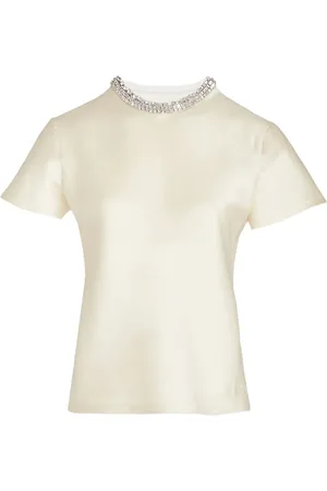 Giambattista Valli Crystal-embellished neck t-shirt
