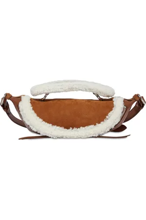 LANCEL Small Origami shearling-trim crossbody bag