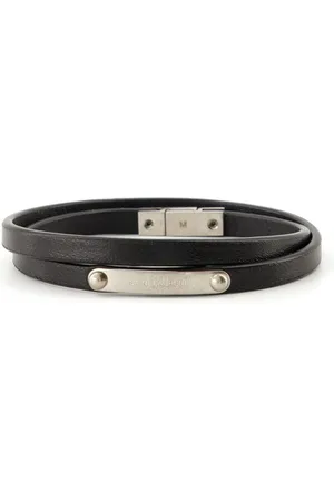 Saint Laurent Double-wrap logo-plaque bracelet