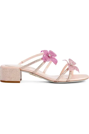 RENE CAOVILLA 40mm floral-appliqué silk-satin sandals