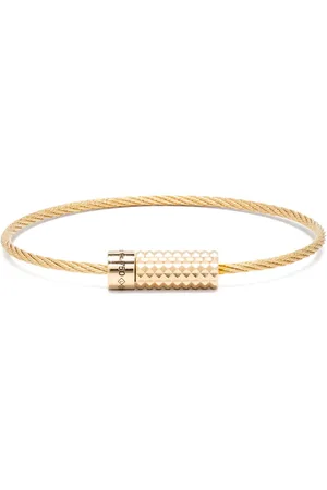 Le Gramme 18kt yellow Pyramid Guilloche Cable bracelet