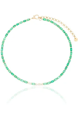 Shay 18kt yellow emerald and diamond tennis choker