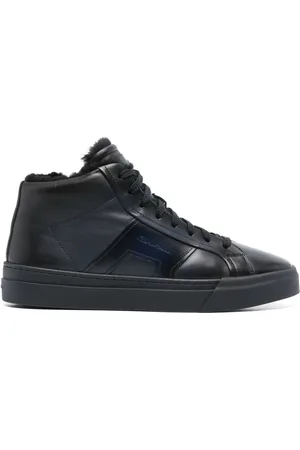 santoni Leather hi-top sneakers