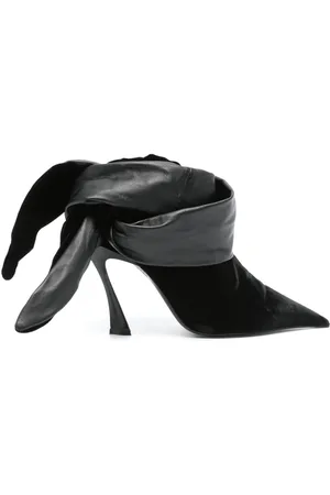 MUGLER 95mm Fang leather knot mules