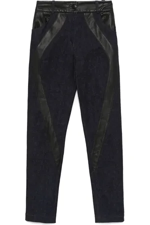MITILIANE COUTURE Leather-inserts jeans