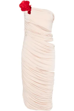 MAGDA BUTRYM Draped floral-appliqué midi dress