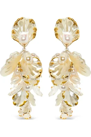 Oscar de la Renta Flower mother of pearl earrings