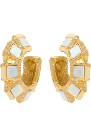 Oscar de la Renta Square Stone hoop earrings
