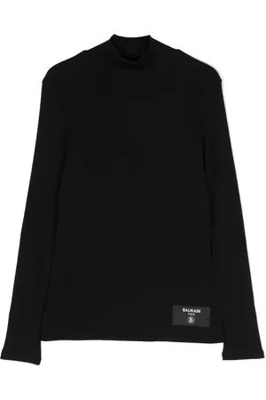 Balmain Fine-ribbed logo-patch jumper