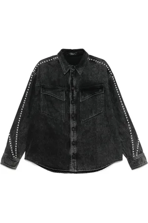MUGLER Stud-embellished denim shirt